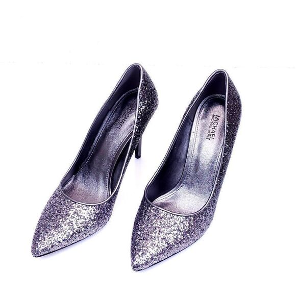 Michael Michael Kors Claire Pump Silver Metallic Leather Pointed Toe SH-052 - Picture 12 of 13